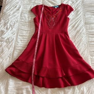 Red Dress - Ribbed with Gorgeous Sequin Detailing. Size S